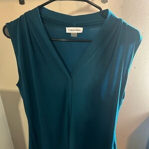 Calvin Klein Deep Teal V-Neck Blouse
